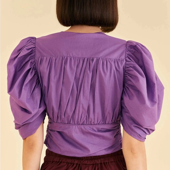 NWOT Farm Rio Purple Cropped Blouse, size S - Picture 3 of 3
